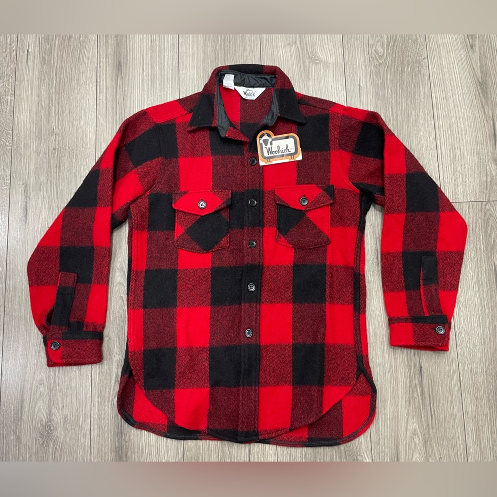 Vintage Woolrich Mackinaw Cruiser JacketBuffalo Plaid Black Red Small Wool‎ Sz M